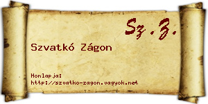 Szvatkó Zágon névjegykártya